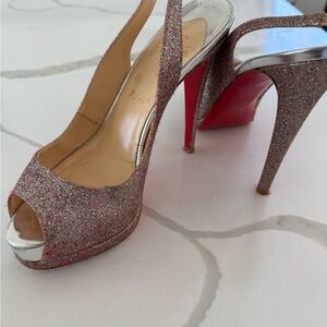 Elegant Glitter Peep-Toe Louboutin Slingback Heels